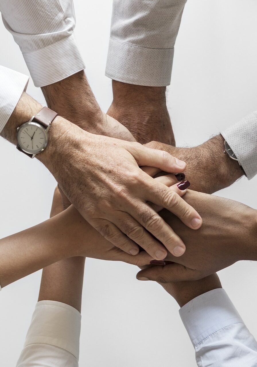 multiple hands joining together